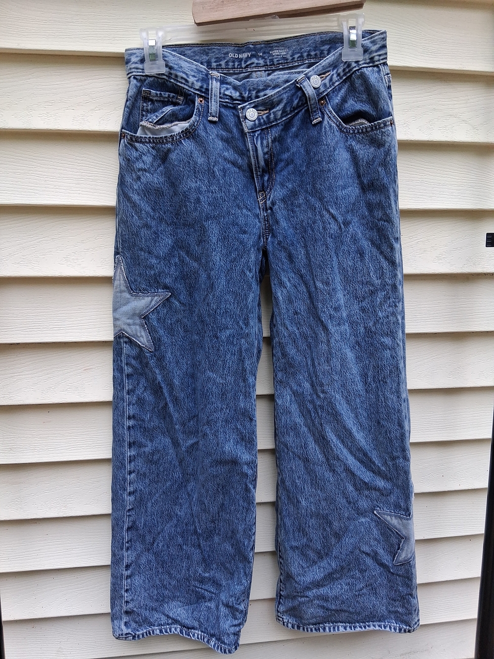 Old Navy Girl's High-Rise Super Baggy Wide Leg Adjustable Waist Jeans Size 14
